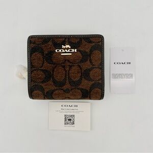 Coach Snap Wallet In Signature Chenille Truffle Brown